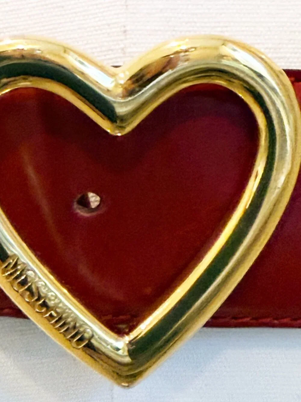 Moschino Cherry Red Heart Belt S